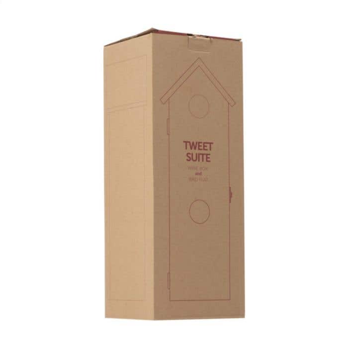 Wijnkist Rackpack Tweet | Grenenhout | Vogelhuisje