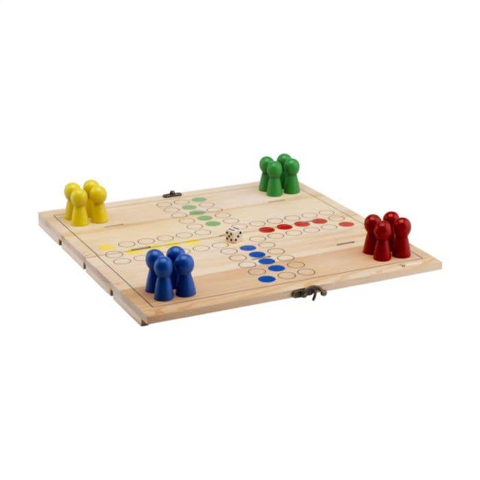 Wijnkist Gamebox Ludo | Dennenhout | 1 fles