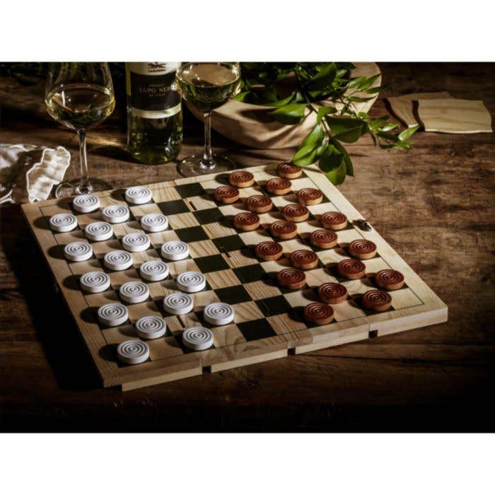 Wijnkist Rackpack Gamebox Checkers | FSC® hout | Met damspel