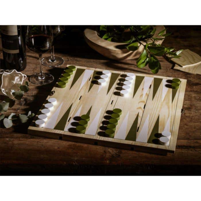 Wijnkist Backgammon | FSC® Dennenhout | 2-in-1