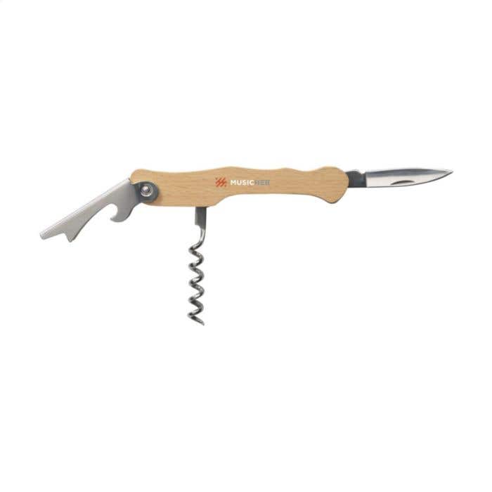 Wijnset Wooosh Vino | FSC® hout | Kelnersmes, druppelvanger en stopper