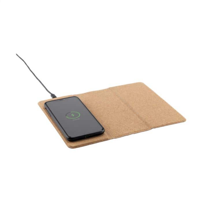 Muismat | Kurk | Draadloze oplader 10W | Telefoonstandaard