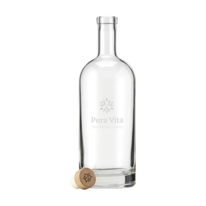 Drinkfles Helsinki | Glas | 1 l | Houten dop