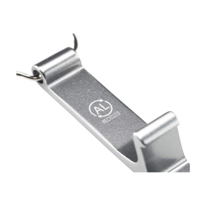 Sleutelhanger | Gerecycled aluminium | Opener en telefoonstandaard