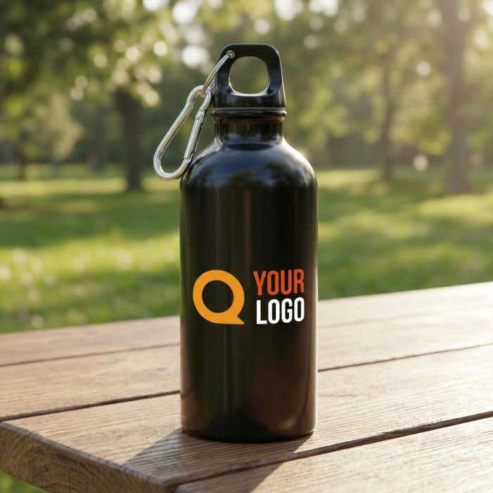 Drinkfles Sable | 400 ml | Gerecycled RVS | Enkelwandig | Karabijnhaak