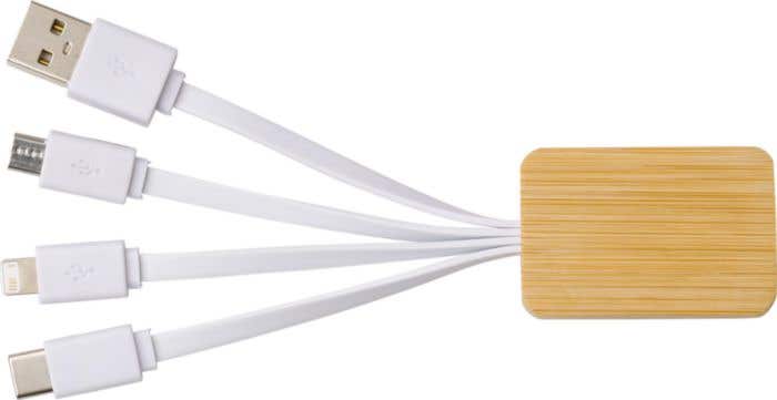 Oplaadkabel Brandan | Bamboe | 3-in-1