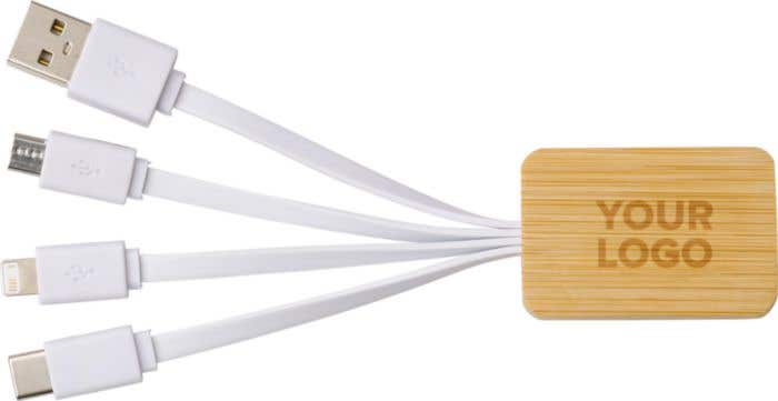 Oplaadkabel Brandan | Bamboe | 3-in-1