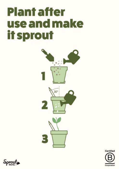 Sproutworld potlood Silas | Hout | Ongeslepen | Met zaadcapsule