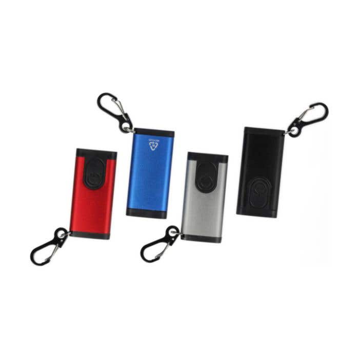 Alarmlampje Alero | Gerecycled aluminium | Oplaadbaar | 90 dB alarm | Karabijnhaak