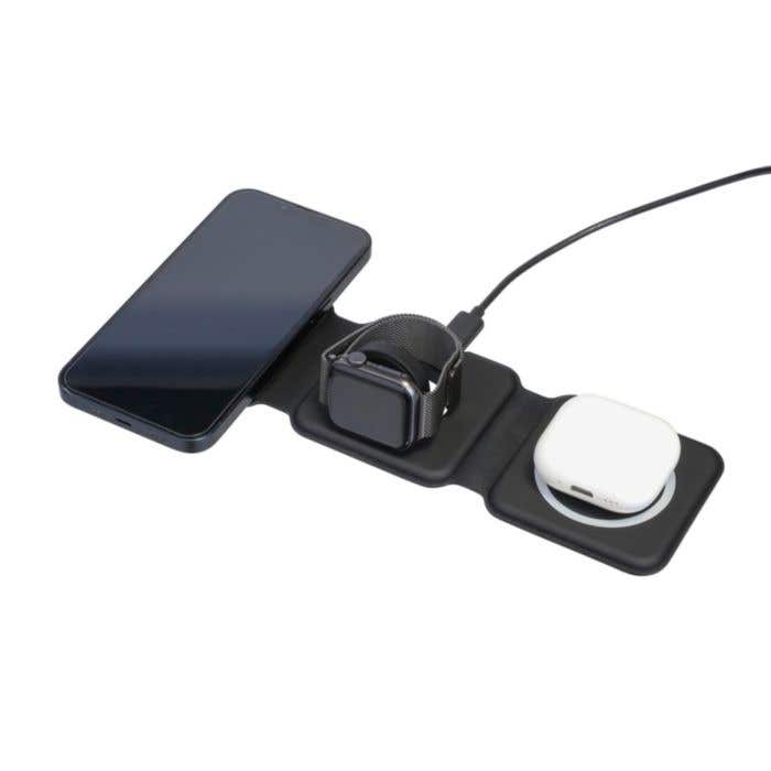 Draadloze oplader Trigo | Gerecycled | 3-in-1 | Opvouwbaar