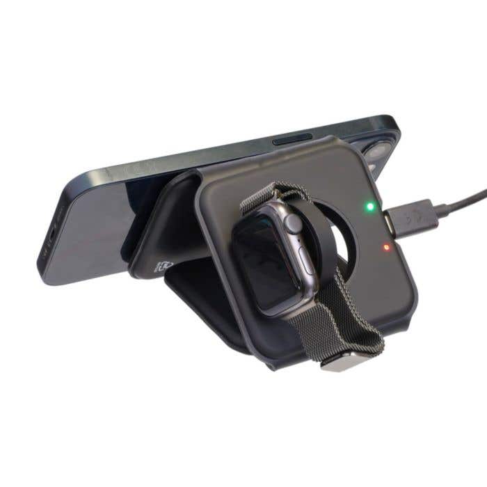 Draadloze oplader Trigo | Gerecycled | 3-in-1 | Opvouwbaar