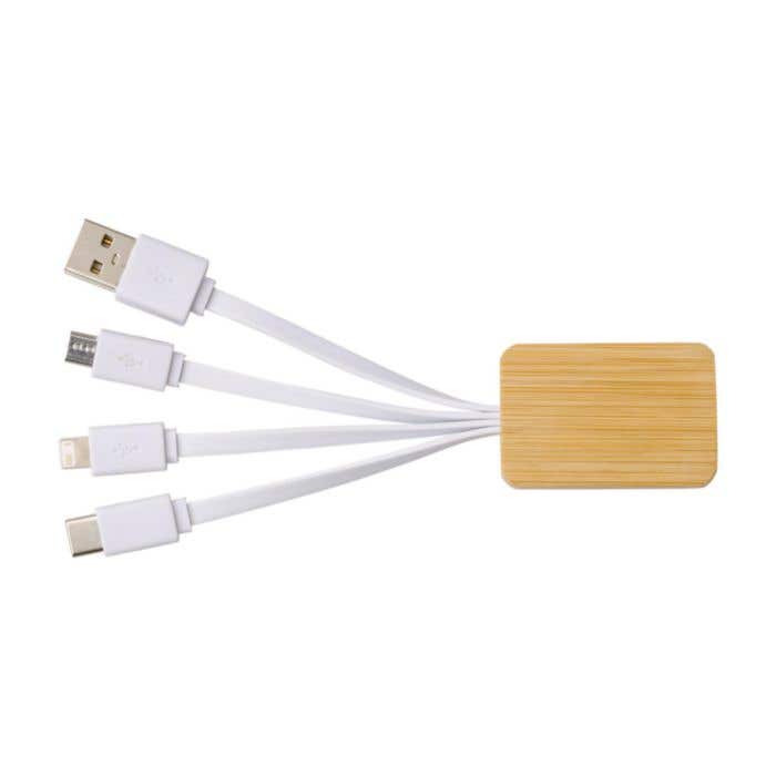 Oplaadkabel Brandan | Bamboe | 3-in-1