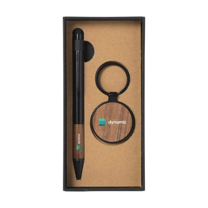 Geschenkset Signature Walnut Duo | Balpen en sleutelhanger | FSC® hout | Stylus| In giftbox