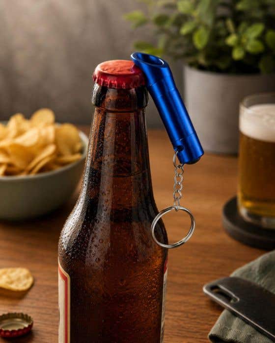 Sleutelhanger Carla | Aluminium | Zaklamp | Flesopener