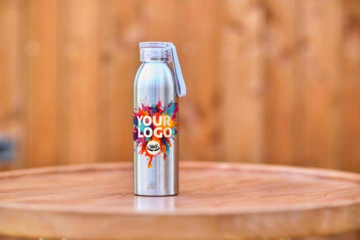Drinkfles Cindy | 650 ml | Gerecycled RVS | Enkelwandig | Draagband