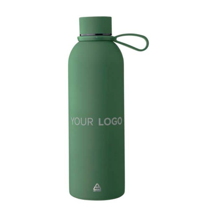 Drinkfles Sena | 500 ml | Gerecycled RVS | Dubbelwandig | Draaglus | Rubberen afwerking