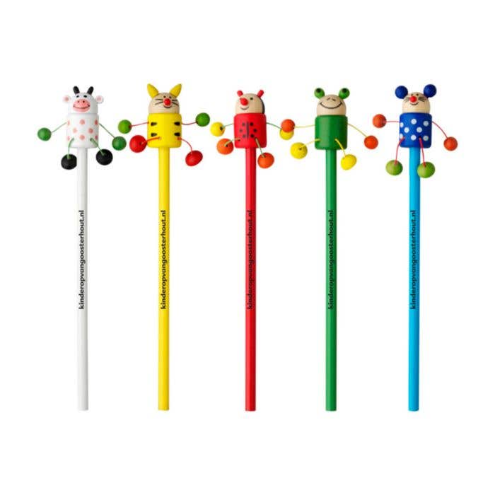 Potlood Beezie | Hout | Met dierenfiguurtje