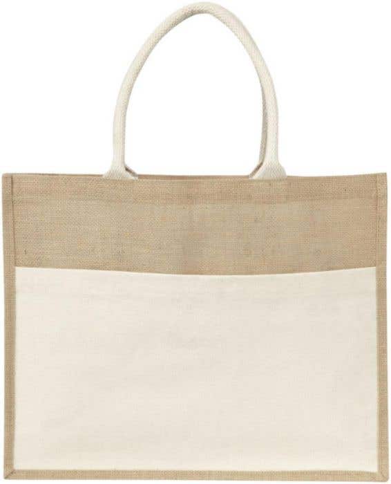 Boodschappentas Natural Small | 23 L | Jute | Katoenen detail