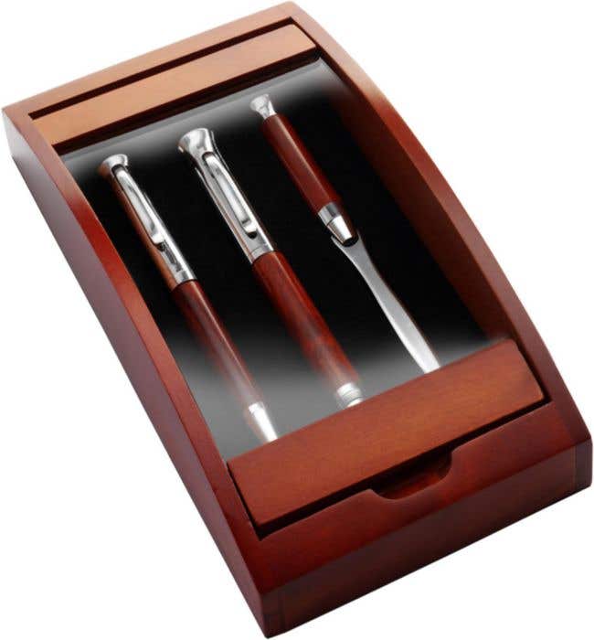 Schrijfset Rosewood | 3-delig | Hout | Met briefopener | In geschenkdoosje
