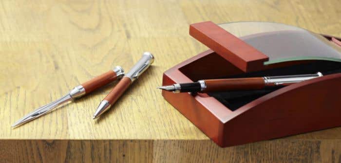 Schrijfset Rosewood | 3-delig | Hout | Met briefopener | In geschenkdoosje