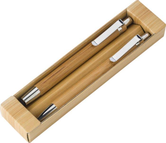 Schrijfset Darlene | Bamboe | 2-delig | Balpen en vulpotlood