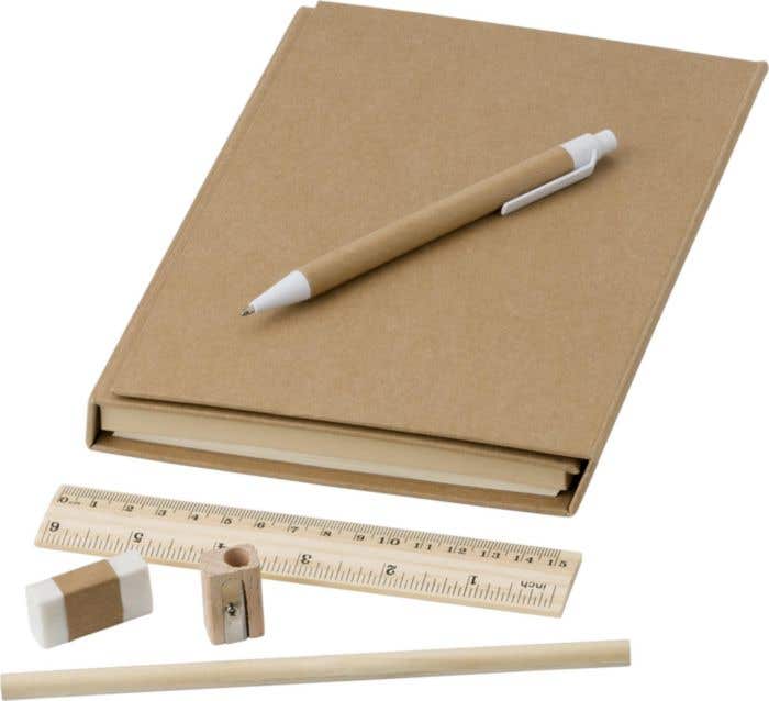 Kartonnen schrijfset met stationary [8-delig]