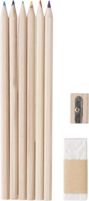 Kleurpotloden in eco pouch [6 kleuren]