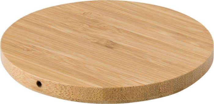 Draadloze bamboe oplader round