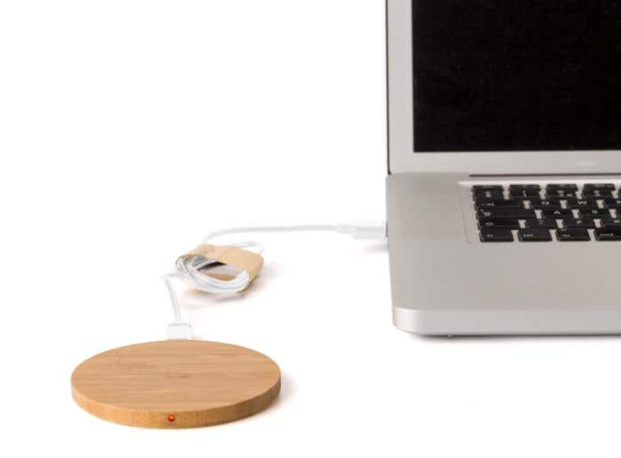 Draadloze bamboe oplader round