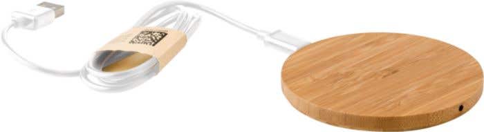Draadloze bamboe oplader round