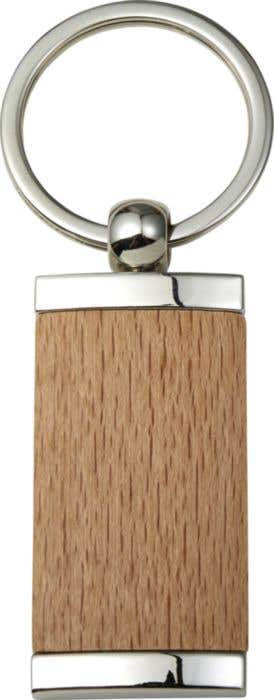 Metalen Sleutelhanger met Hout