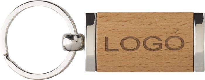Metalen Sleutelhanger met Hout