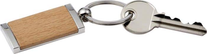 Metalen Sleutelhanger met Hout