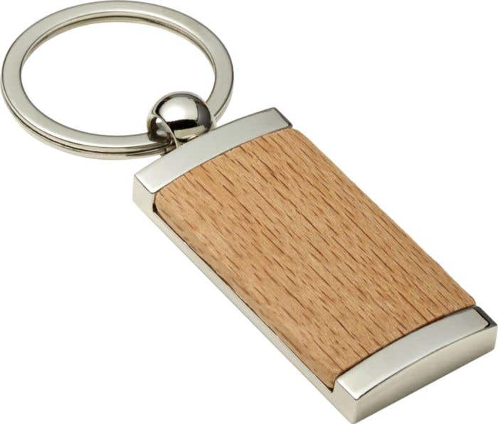 Metalen Sleutelhanger met Hout