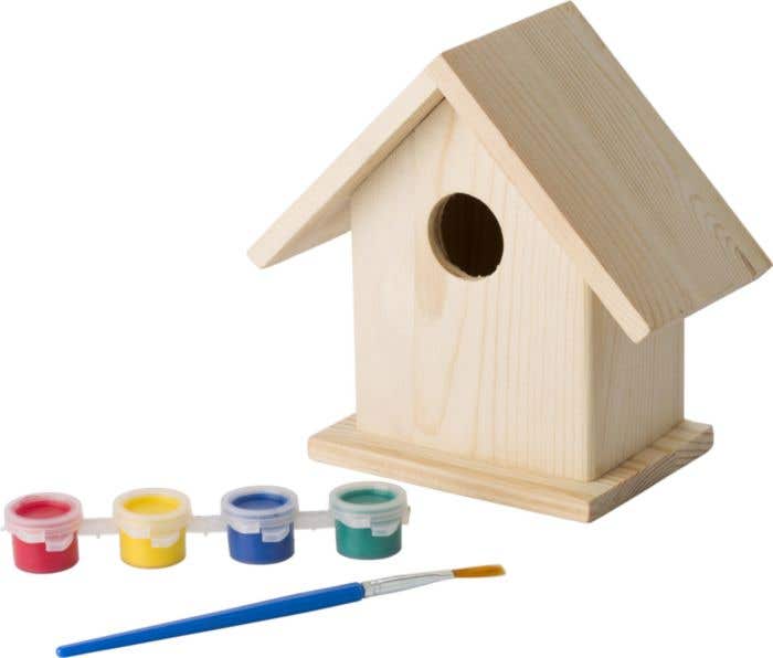 Vogelhuisje met verf