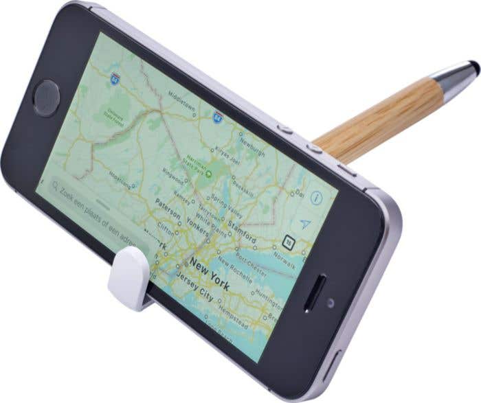 Bamboe stylus pen met telefoonhouder