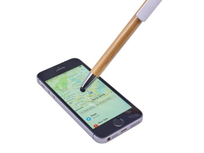 Bamboe stylus pen met telefoonhouder