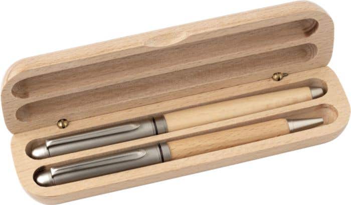 Schrijfset Oliviero | Hout | 2-delig | Balpen en rollerpen