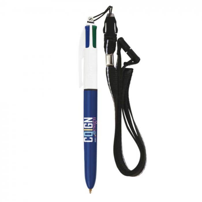 BIC® 4 Colours balpen met lanyard