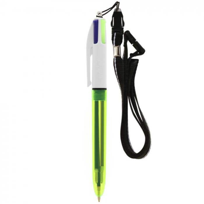 BIC® 4 Colours Fluo balpen met lanyard