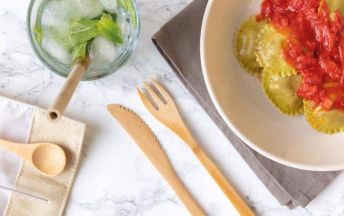 Herbruikbare bamboe reisbestekset [6-delig]