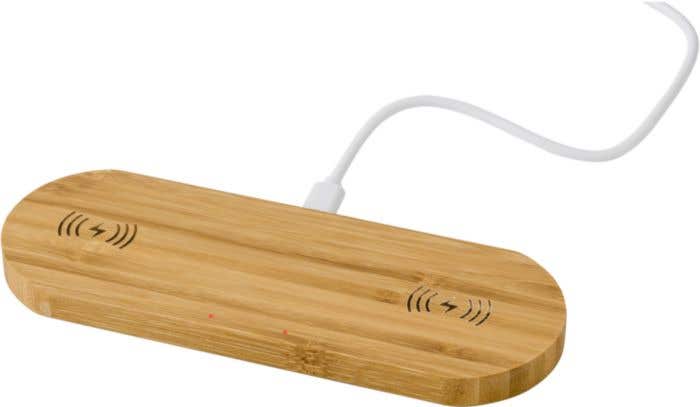 Draadloze bamboe oplader Duo