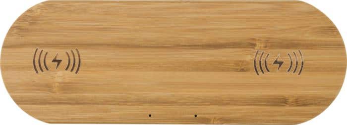 Draadloze bamboe oplader Duo