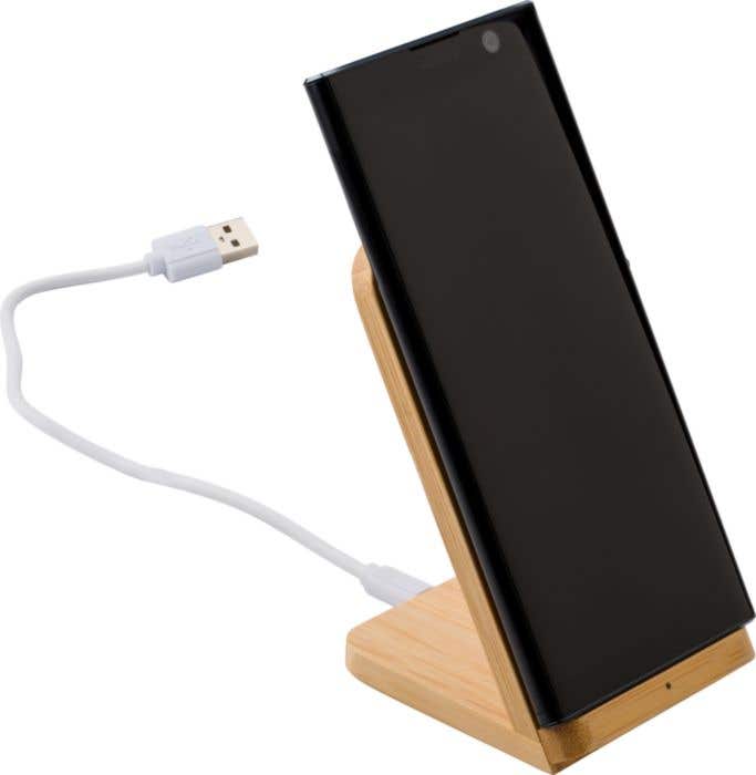 Draadloze oplader Claudie | Bamboe | Telefoonhouder