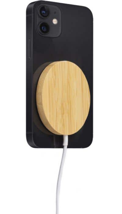 Draadloze bamboe oplader magneet