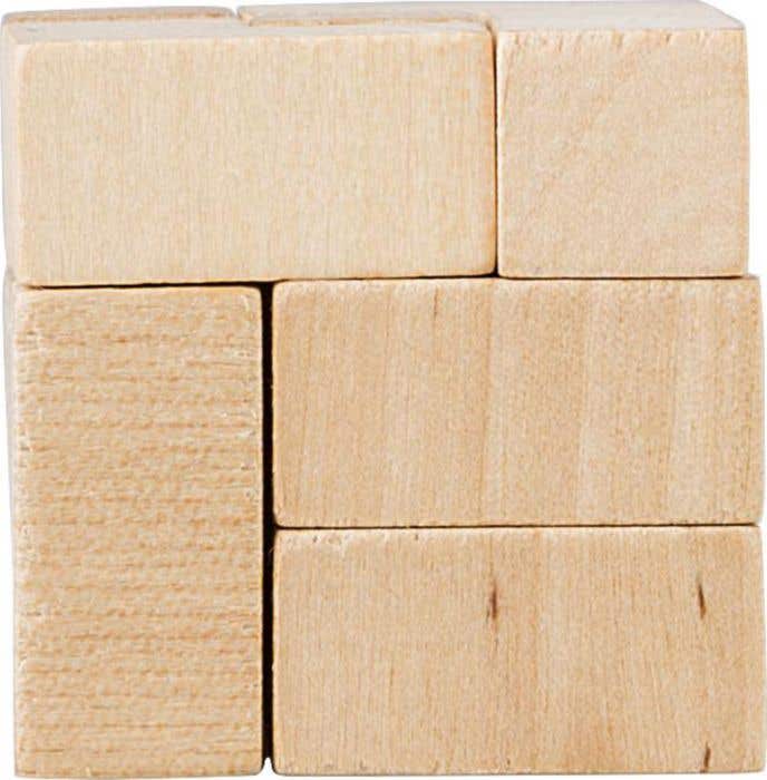 Houten puzzel Lock | Kubusvorm | In katoenen zakje