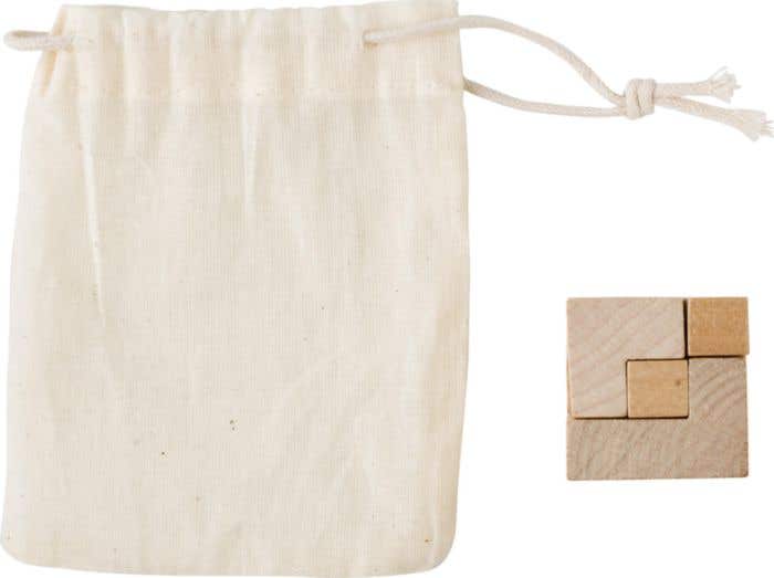 Houten puzzel Lock | Kubusvorm | In katoenen zakje