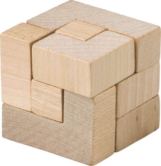 Houten puzzel Lock | Kubusvorm | In katoenen zakje