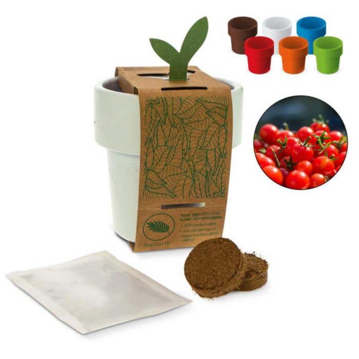 Drinkbeker met kerstomaten zaadjes