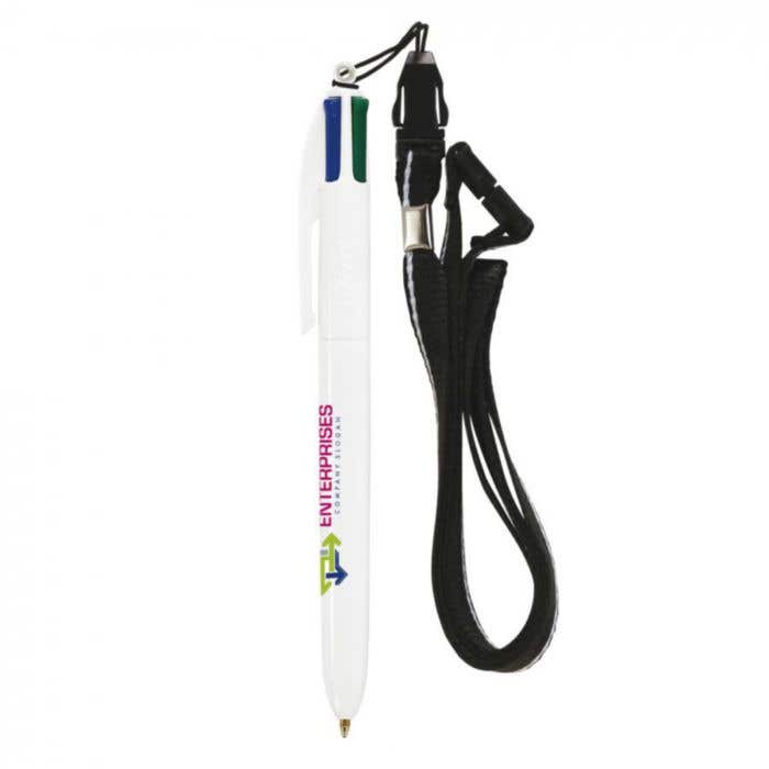 BIC® 4 Colours balpen met lanyard